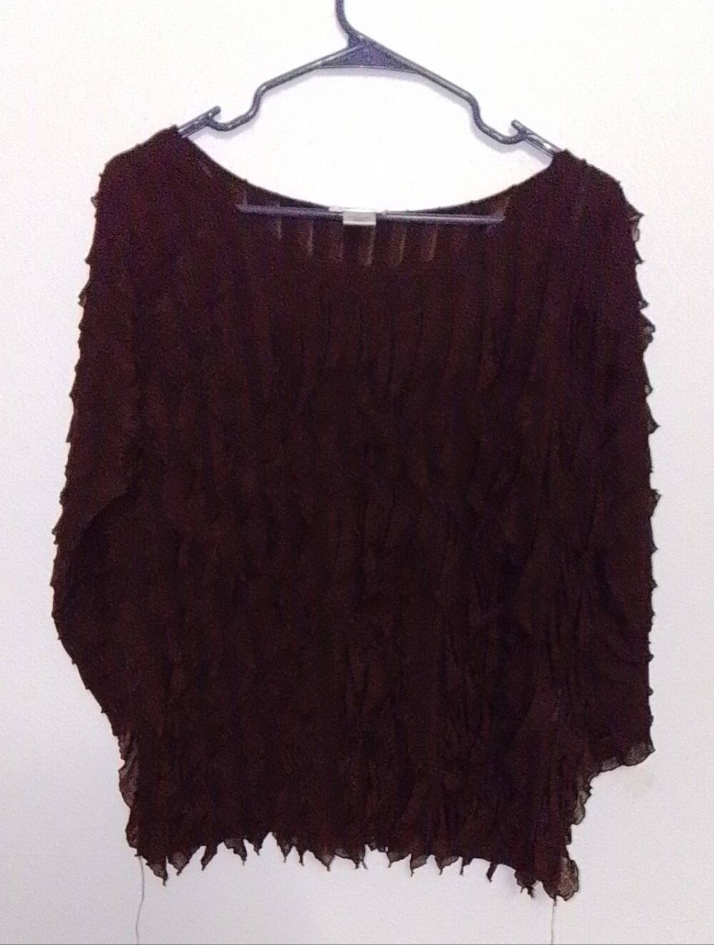 Allison Taylor Brown Crinkled Off-Shoulder Blouse - Picture 1 of 5